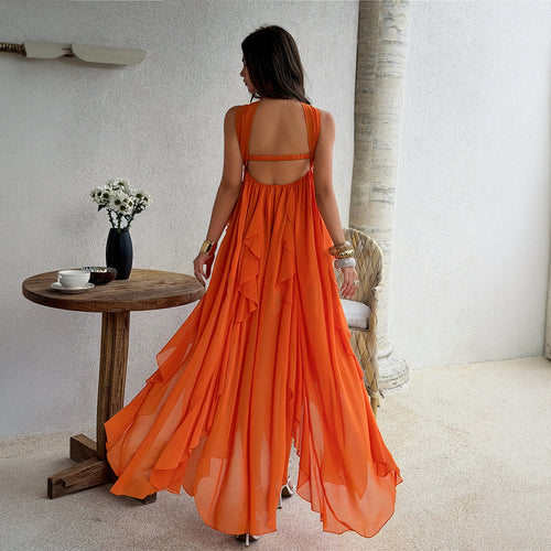 Boho-style Strapless Tiered Ruffle Dress