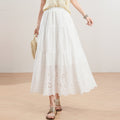 Loose-fitting White Hollow-out Floral Skirt