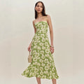Printed Lemon Green Tea Slip Dress