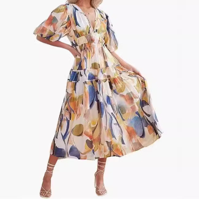 Bohemian Style Floral Midi Dress
