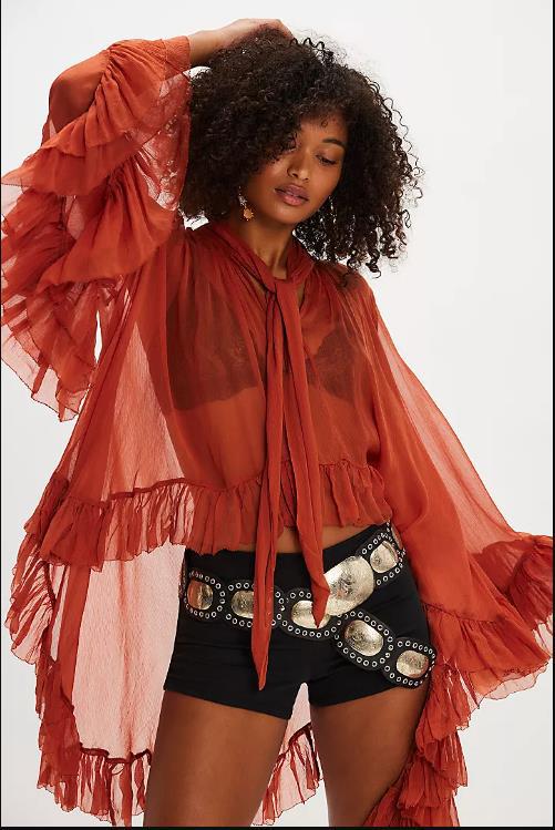 Puff-sleeve Designer-style French Lace-up