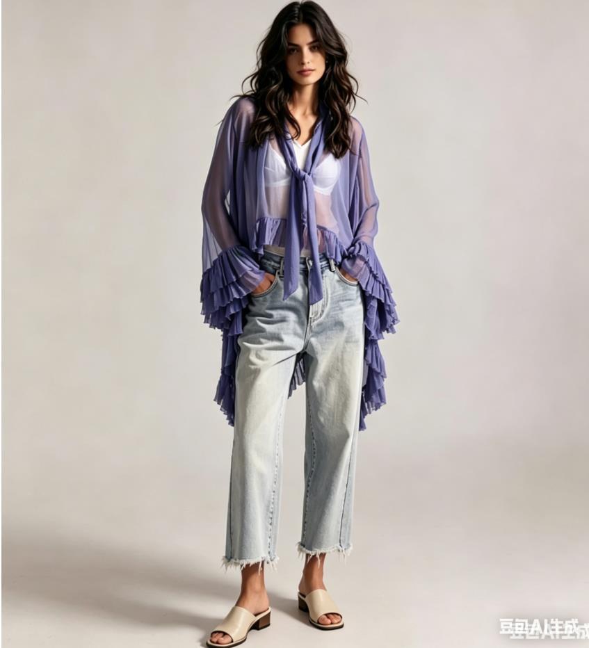 Puff-sleeve Designer-style French Lace-up