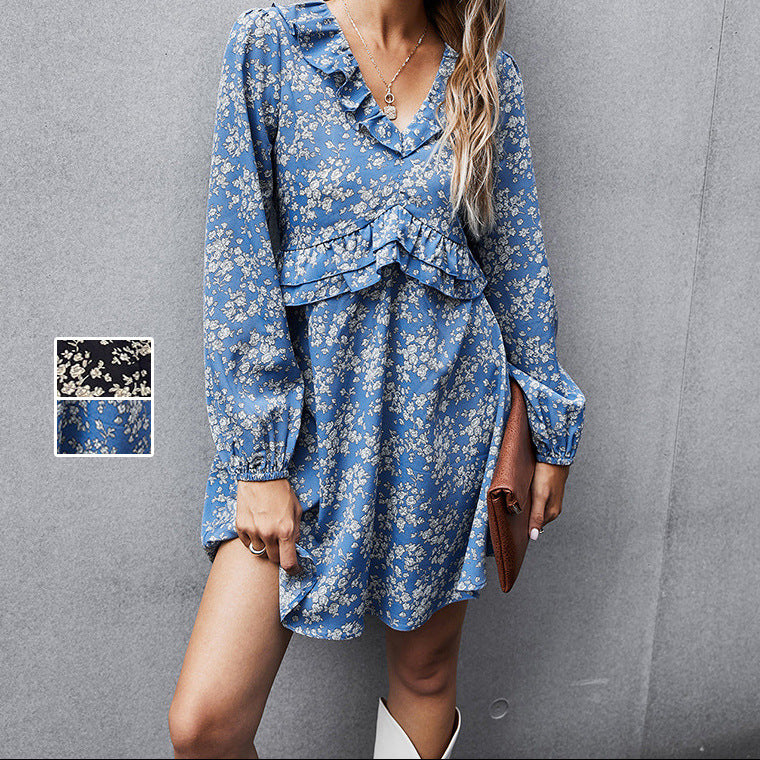 Dress Style V-neck Floral-print One-piece