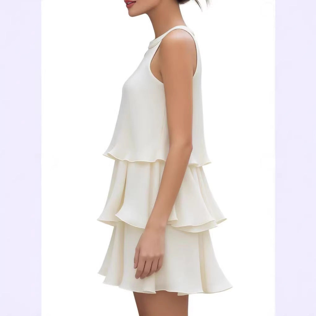 Sleeveless Layered Chiffon Tiered Mini Dress