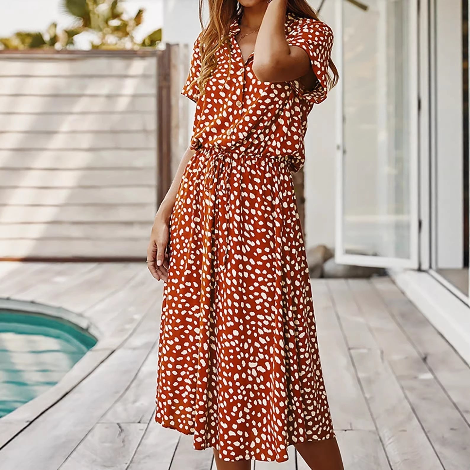 New Floral-print Short-sleeve Dress