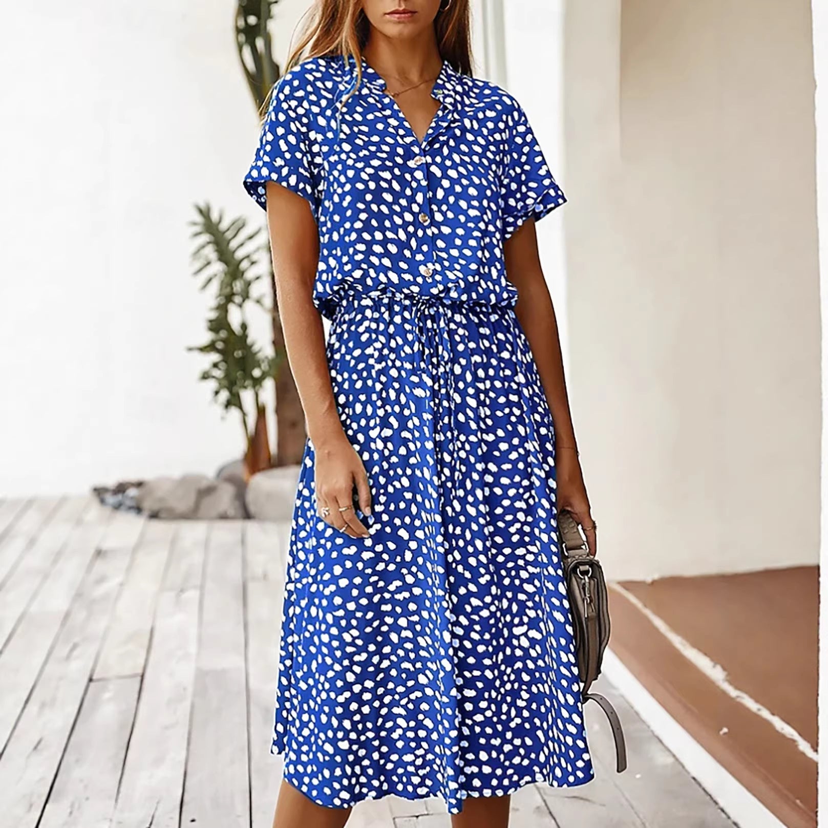 New Floral-print Short-sleeve Dress