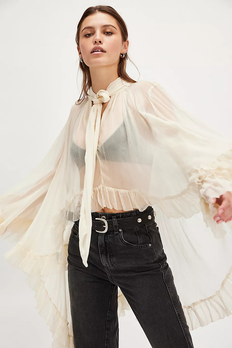 Puff-sleeve Designer-style French Lace-up