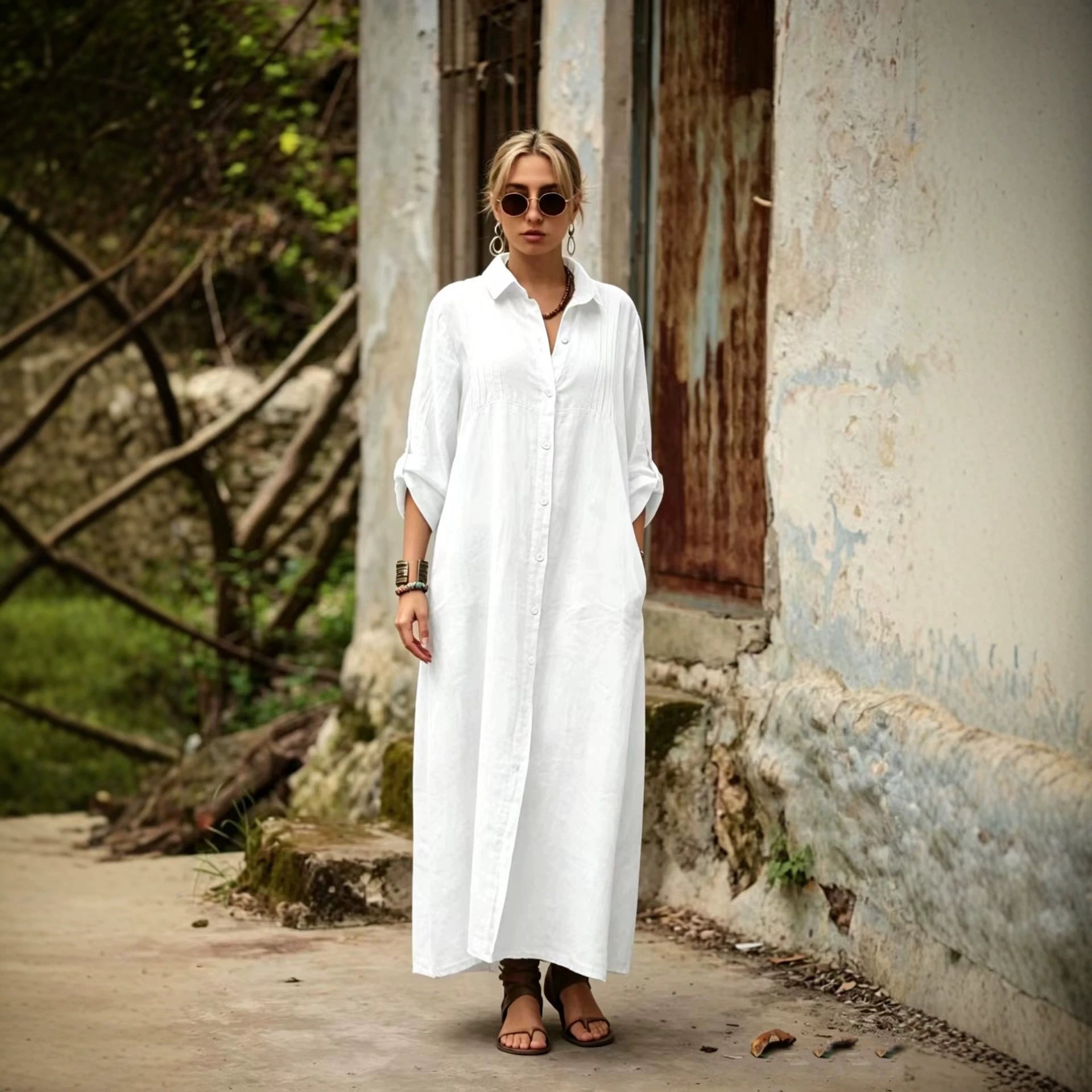 Elegant Simple Loose-fit Long Dress