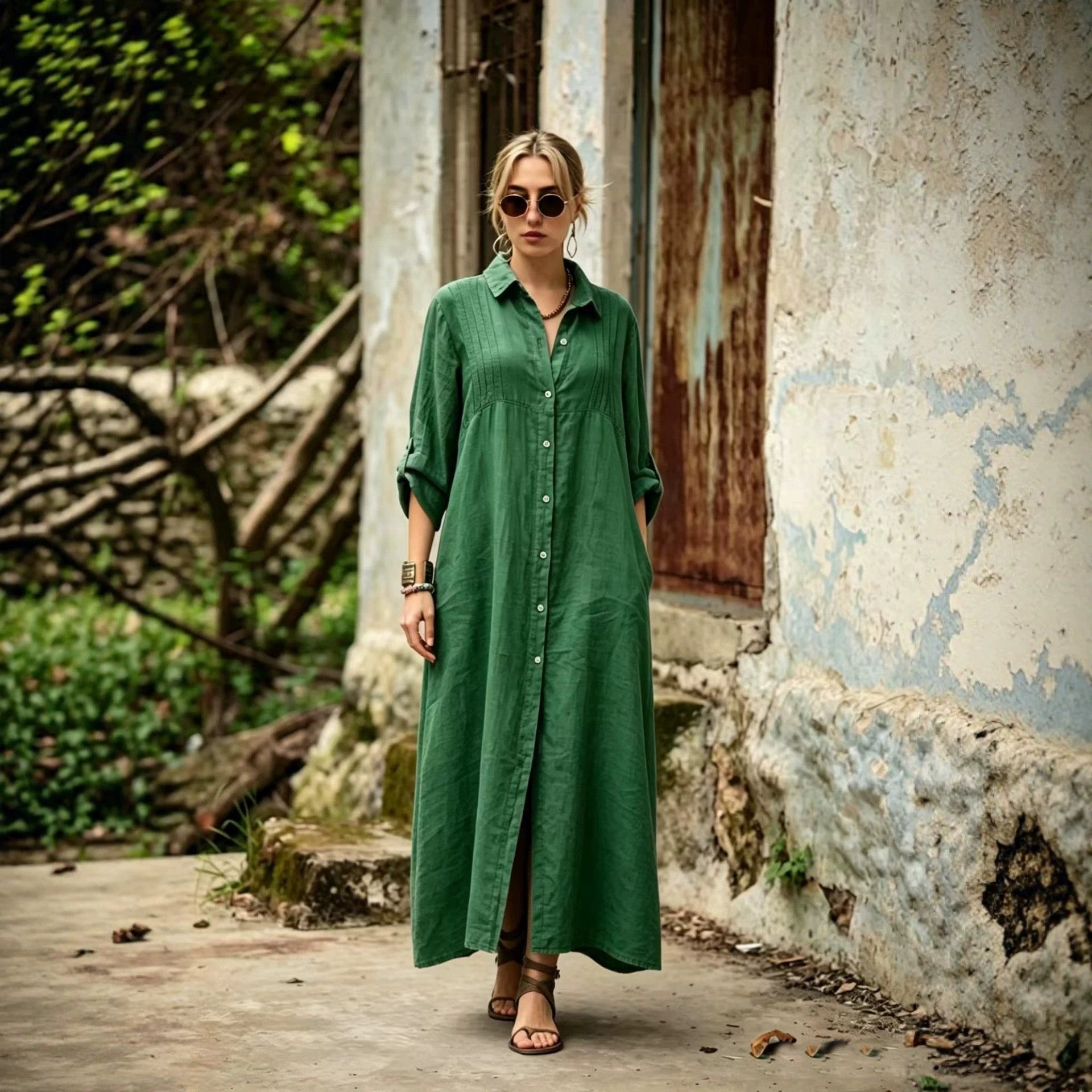 Elegant Simple Loose-fit Long Dress