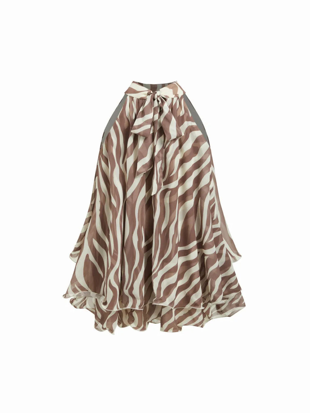 Off-shoulder Halter-neck Loose-fit Chiffon Blouse With Ruffled Hem