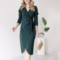 Figure-flattering Lotus-leaf Hem Midi Dress