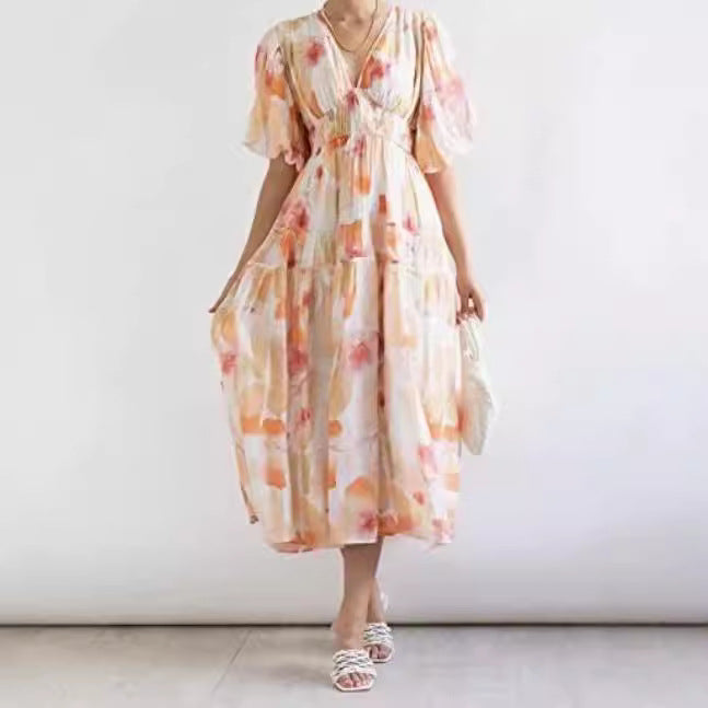 Bohemian Style Floral Midi Dress