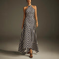 Sleeveless Backless Zebra Print Dress Formal Gown