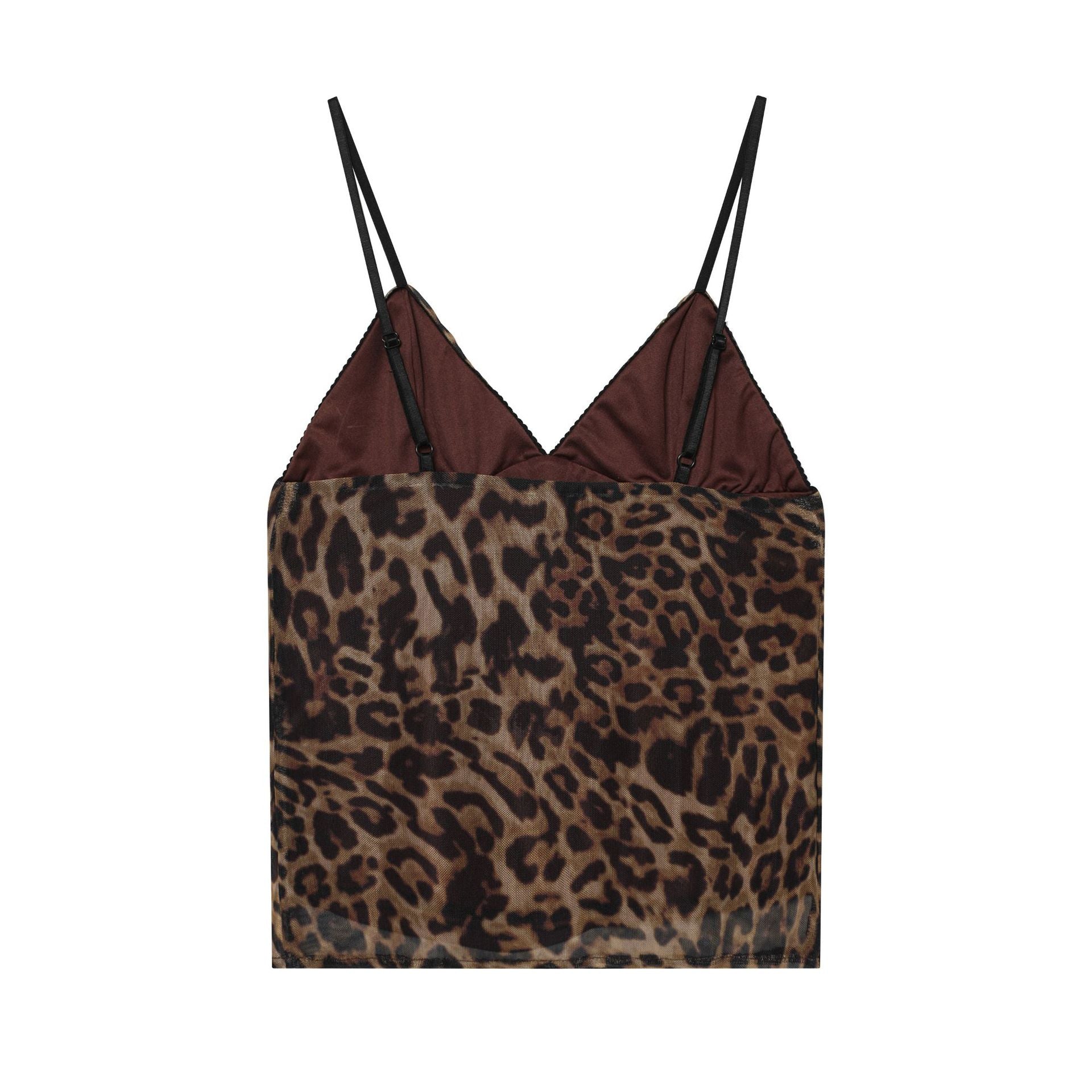 Summer Leopard-Print Silk-Net V-Neck Camisole