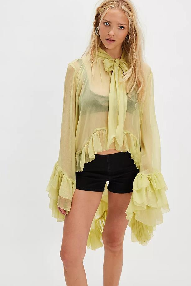 Puff-sleeve Designer-style French Lace-up