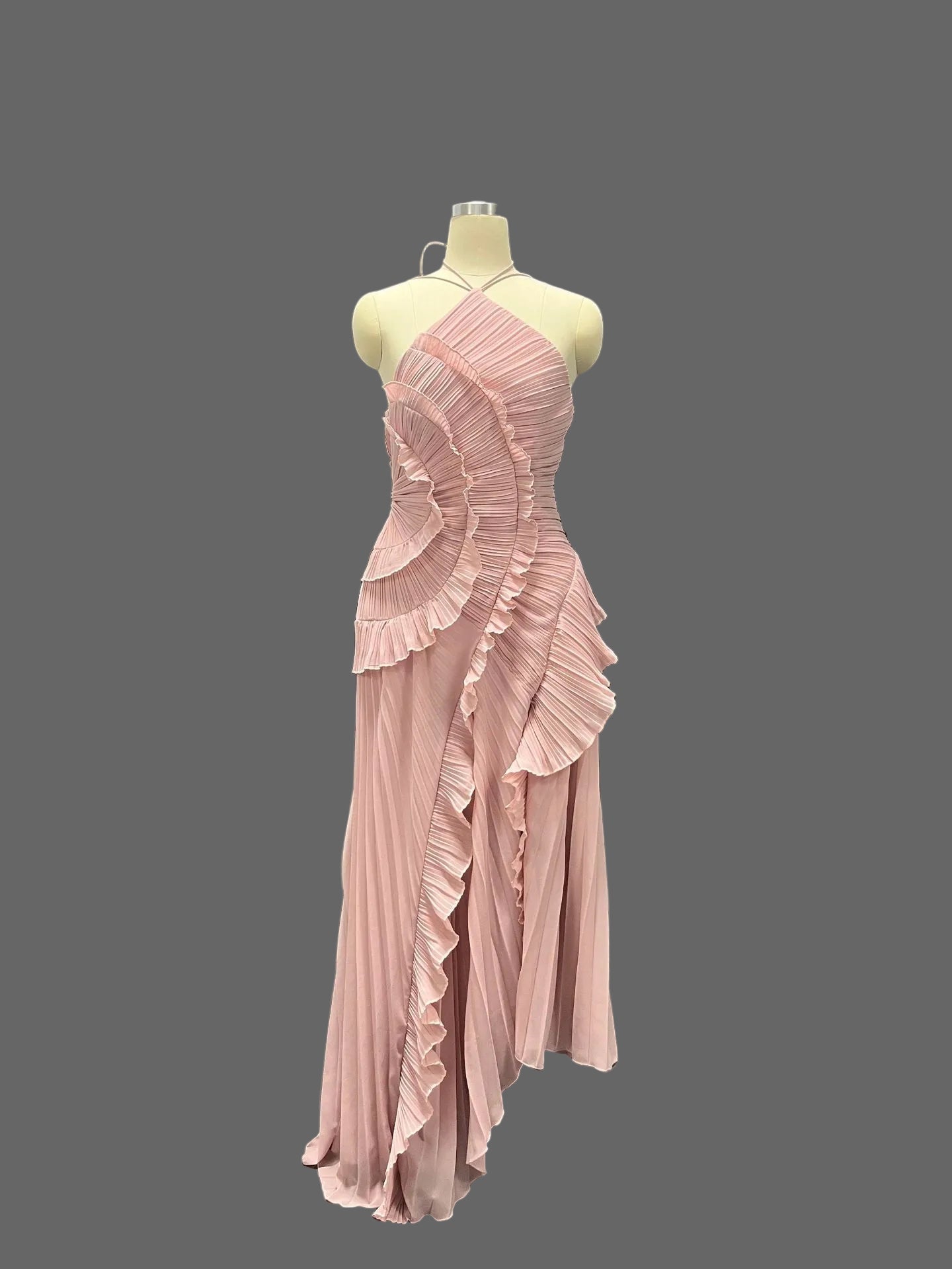 Ruffled Pleated Halterneck Dress Summer Irregular Hem Dresses Party Club…