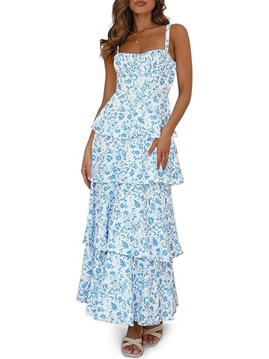 Floral Holiday Party Backless Formal Dress
