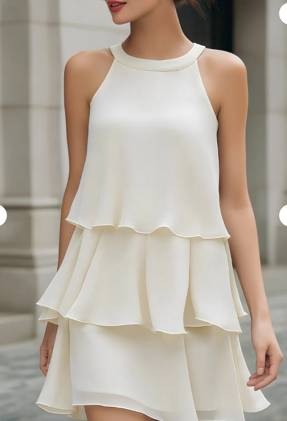 Sleeveless Layered Chiffon Tiered Mini Dress