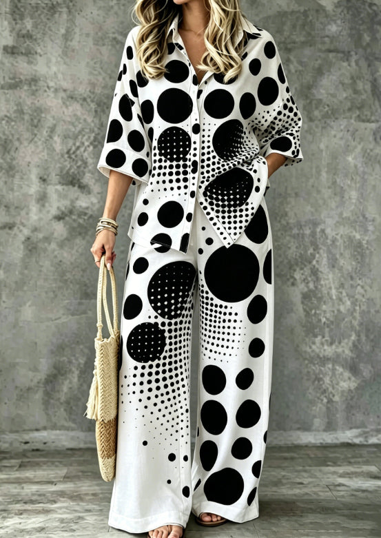 Spring Summer Digital-Print Shirt And Pants Set