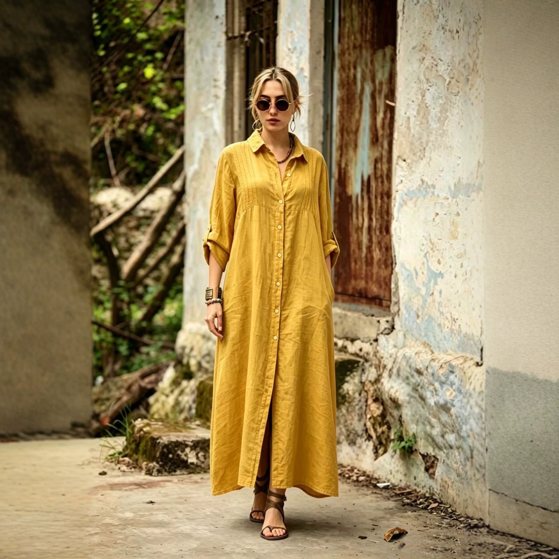 Elegant Simple Loose-fit Long Dress