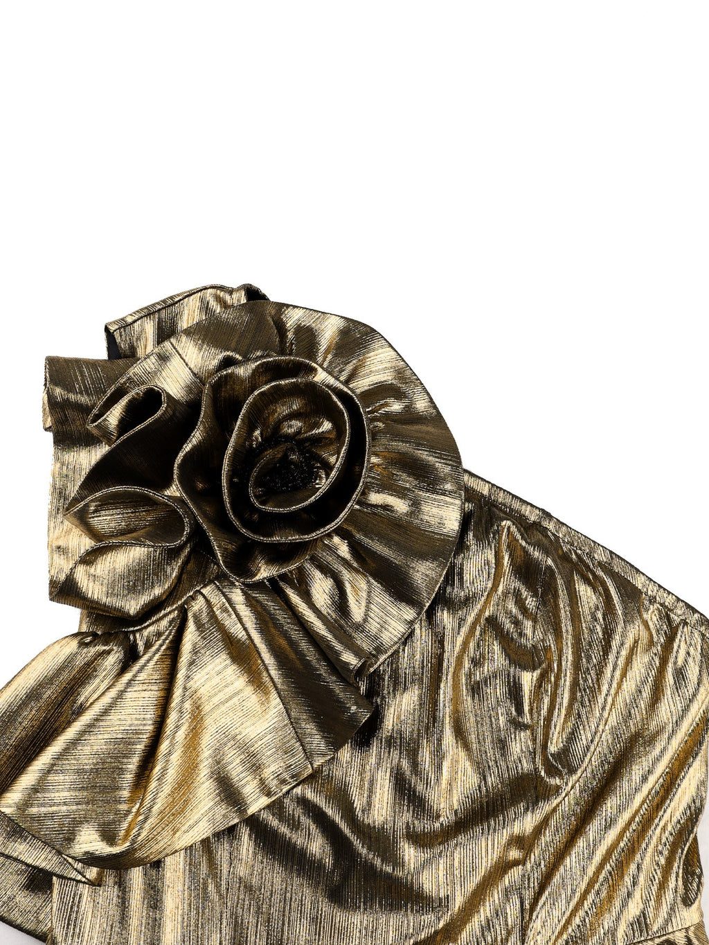 One Shoulder 3D Floral Applique Pleated Midi Evening Dress