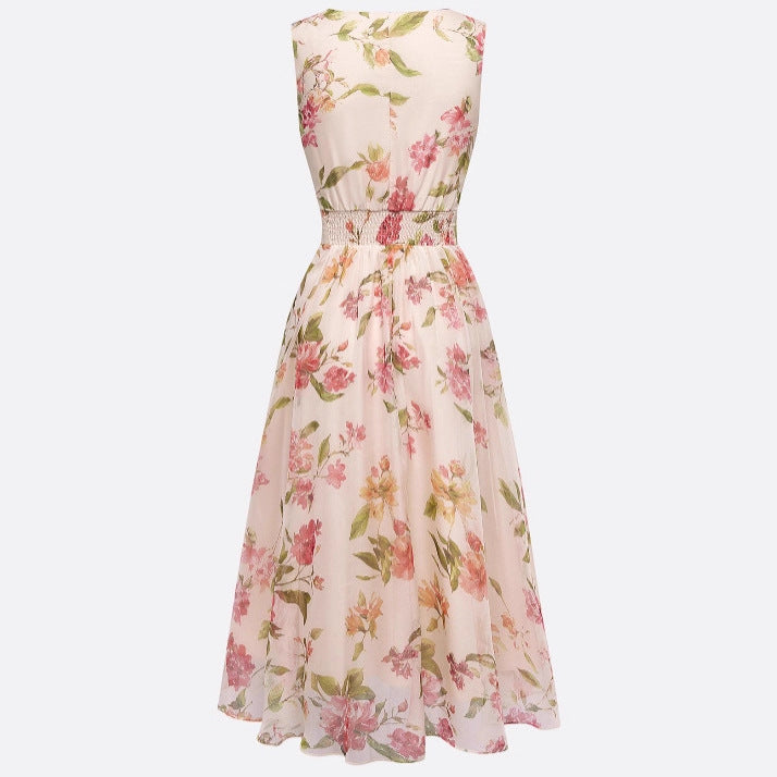 Chiffon V-neck Sleeveless A-line Bodycon Dress