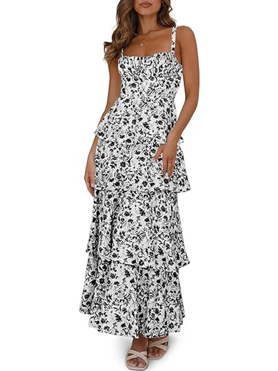 Floral Holiday Party Backless Formal Dress