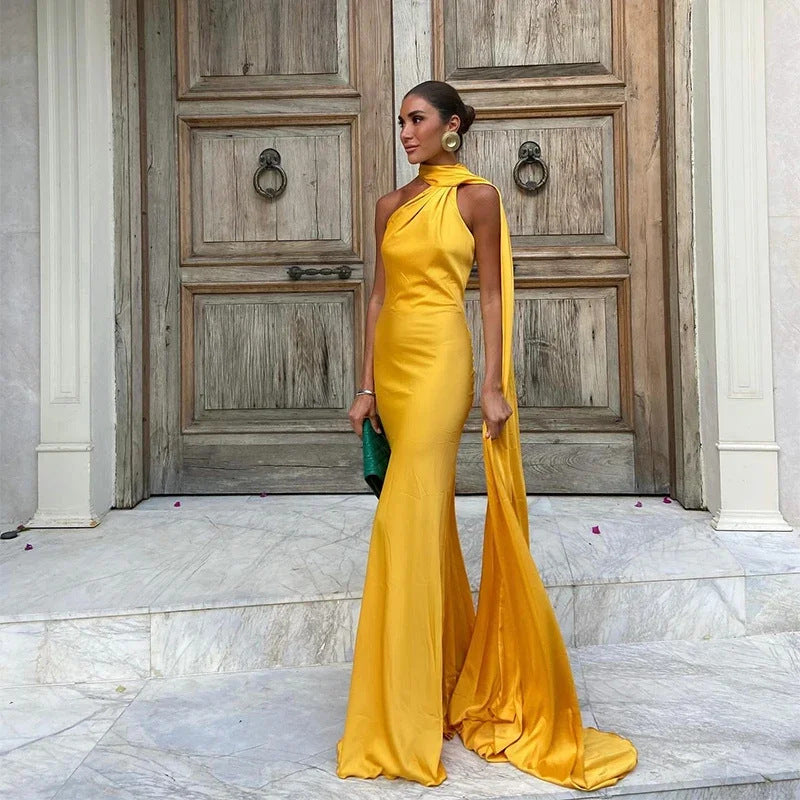 Elegant Satin Ribbon Sling Party Sleeveless Dress