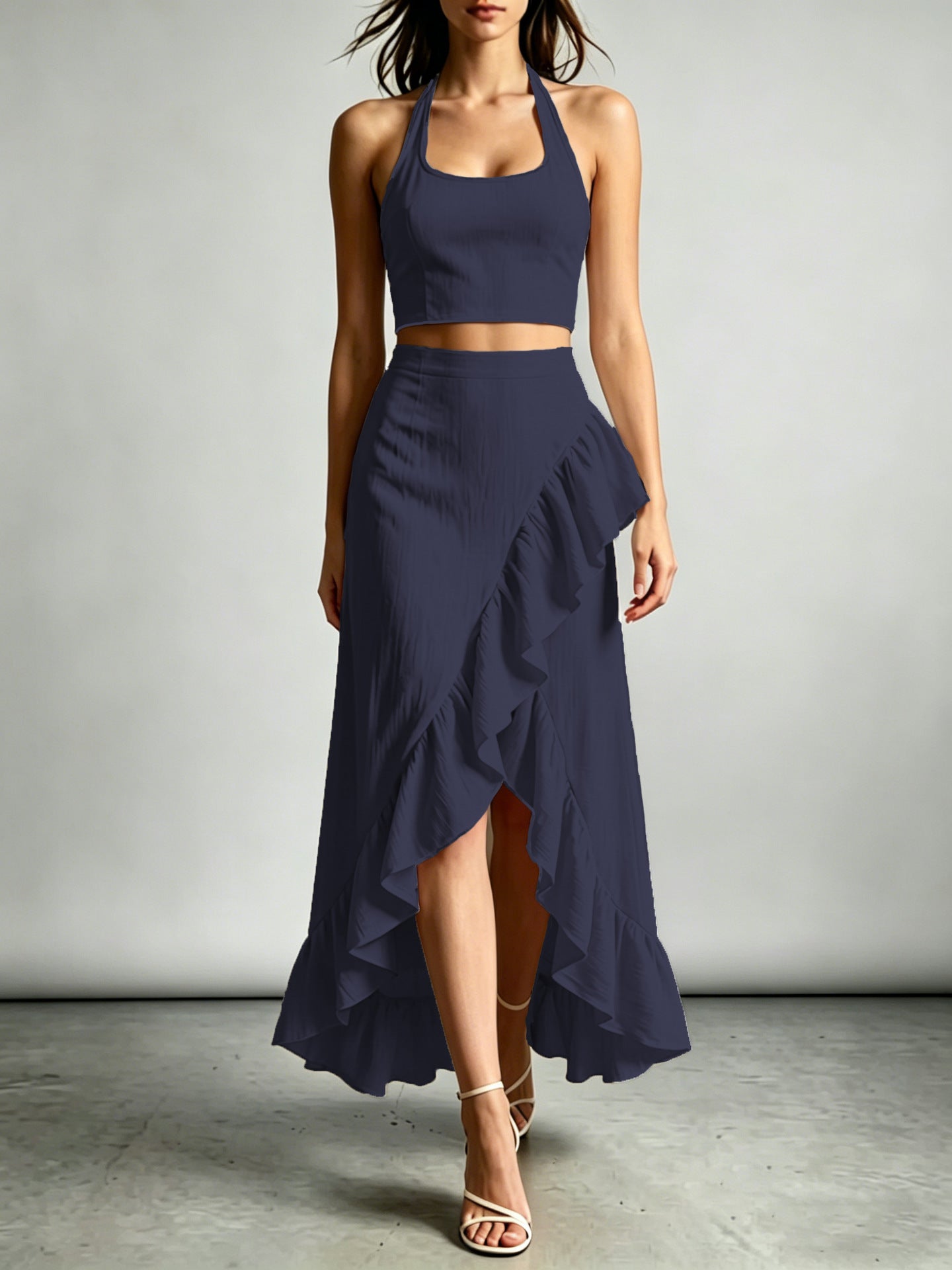 Cropped Top With A High-waisted Ruffled Skirt