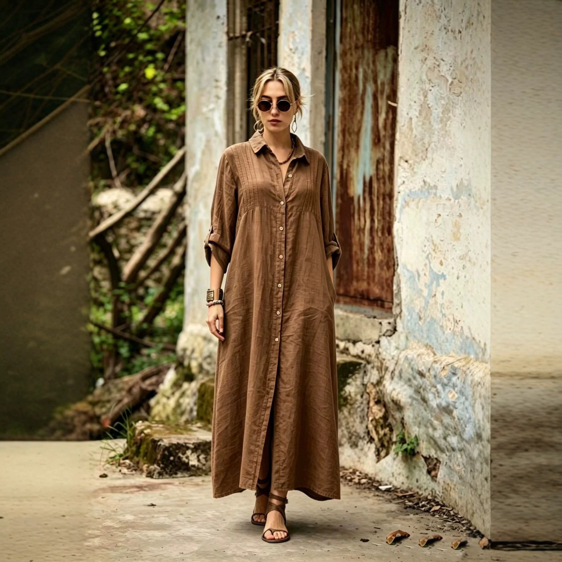 Elegant Simple Loose-fit Long Dress