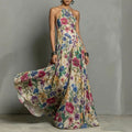 Plant And Floral Print Halter-neck Dress