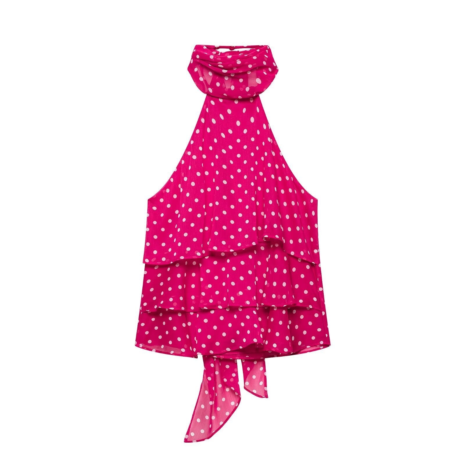 Polka-dot Halter-neck Backless Dress
