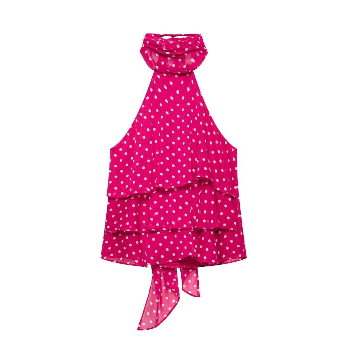 Polka-dot Halter-neck Backless Dress