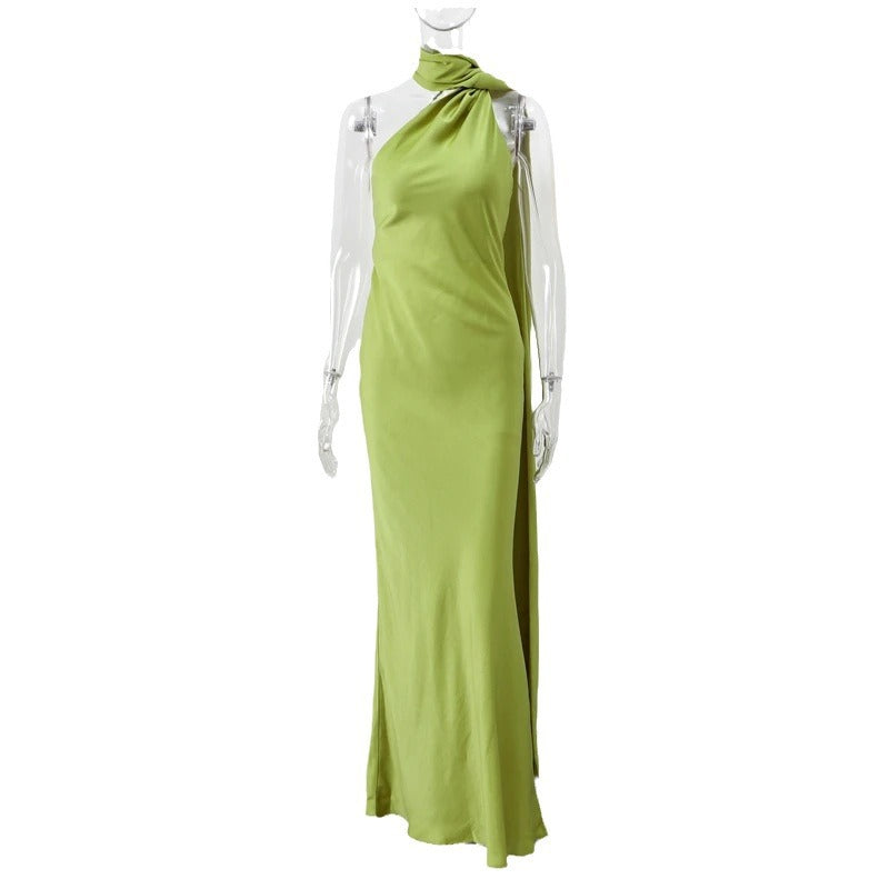 Elegant Satin Ribbon Sling Party Sleeveless Dress