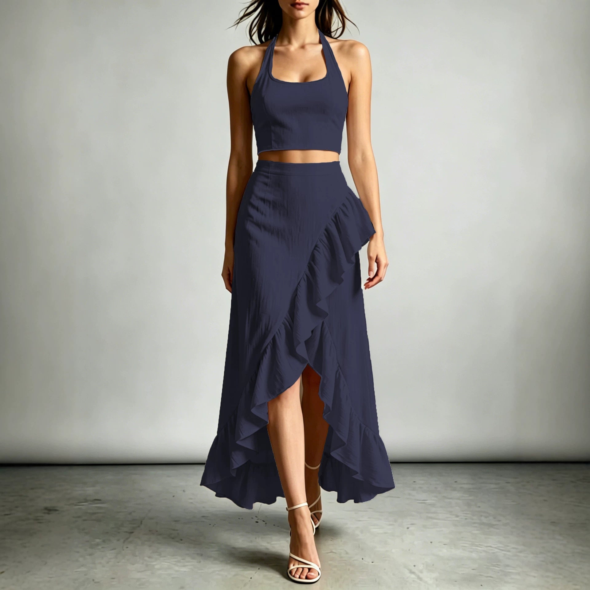 Cropped Top With A High-waisted Ruffled Skirt