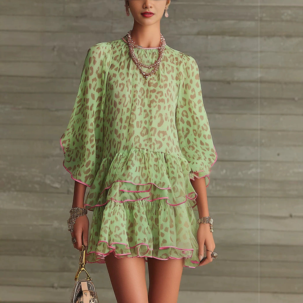 Printed Loose Chiffon Resort Dress