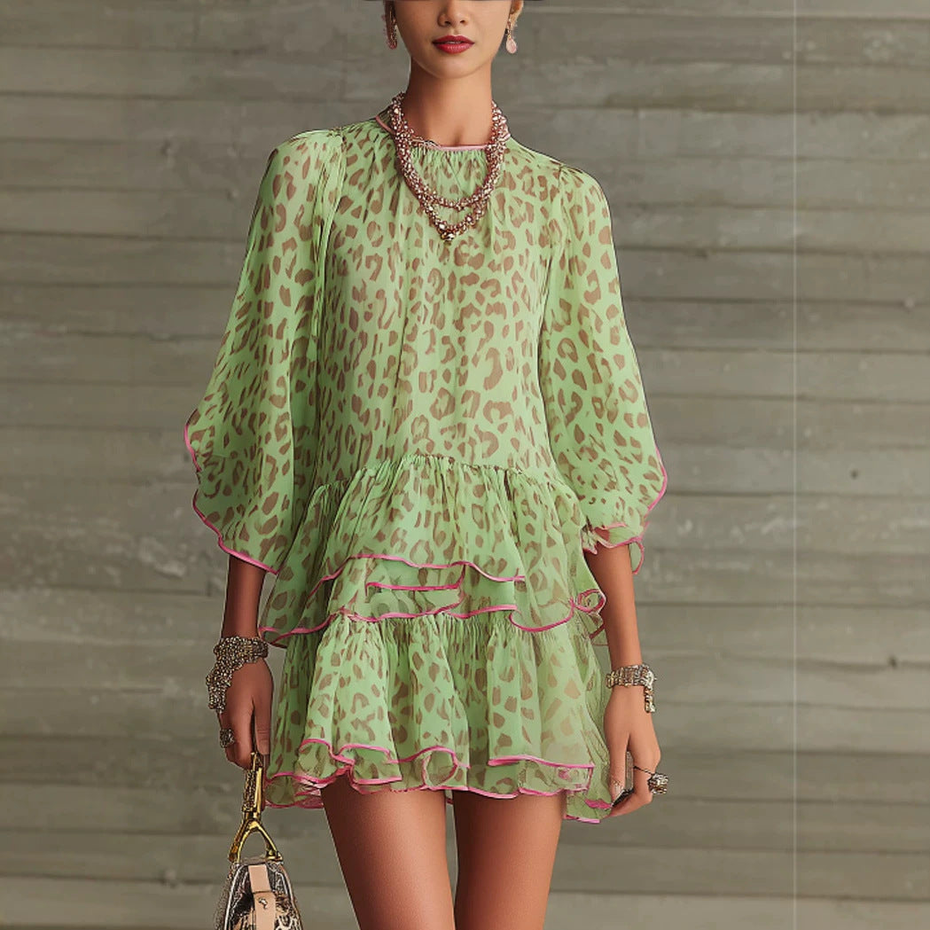 Printed Loose Chiffon Resort Dress