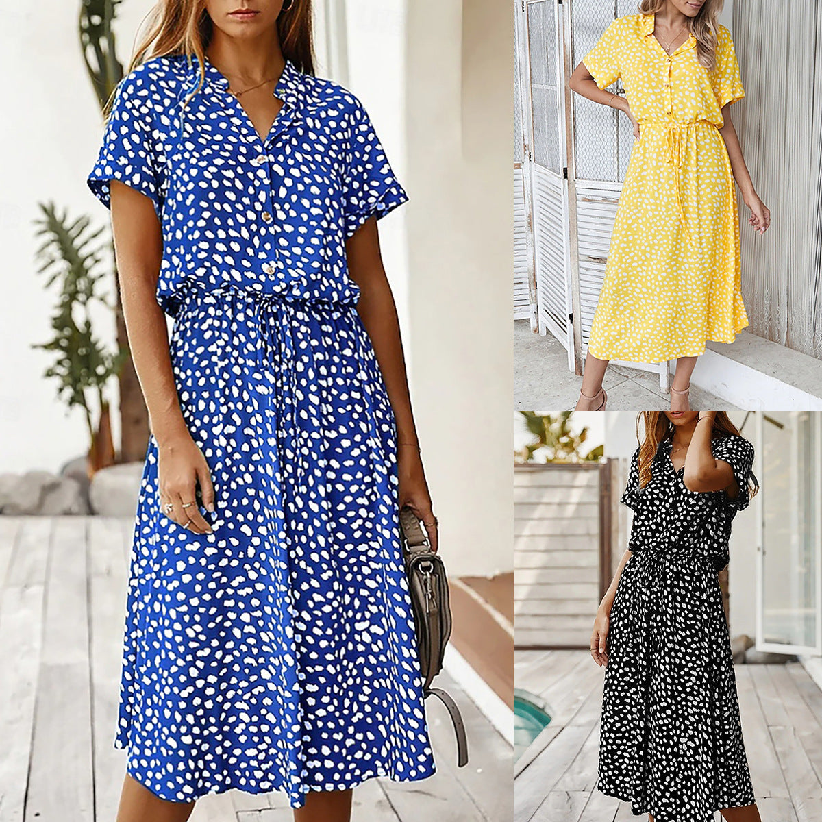 New Floral-print Short-sleeve Dress