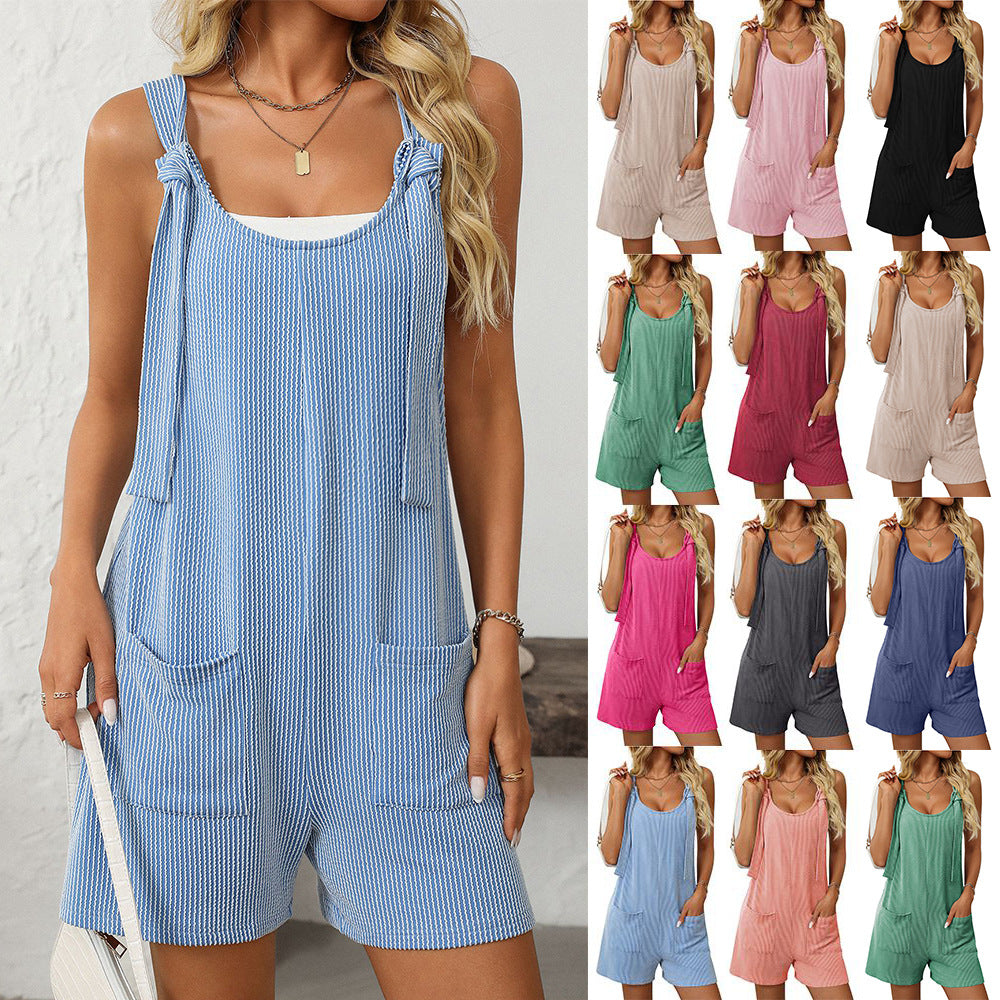 Casual Knitted Jumpsuit With Straps