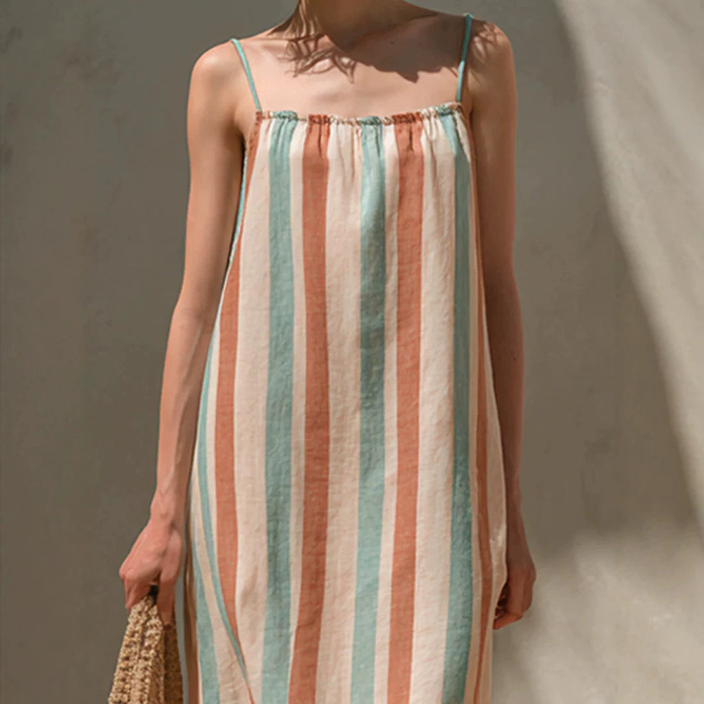 Minimalist Striped Strap Midi Dress