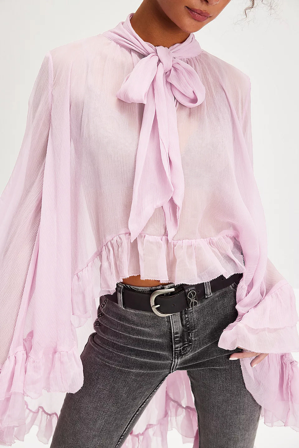 Puff-sleeve Designer-style French Lace-up