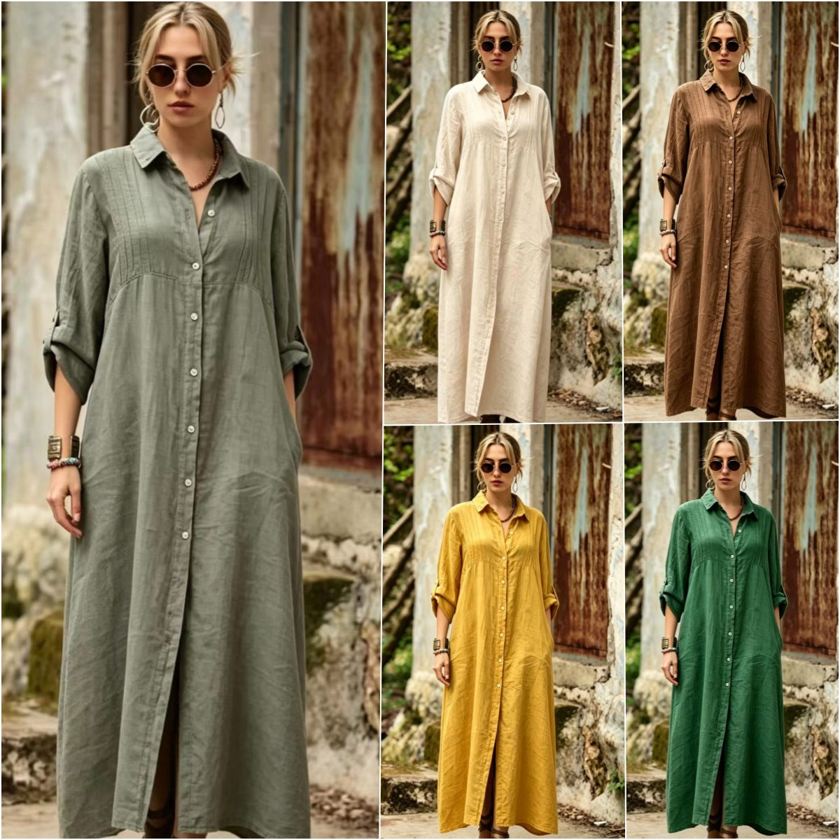 Elegant Simple Loose-fit Long Dress