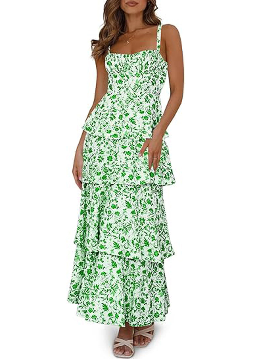 Floral Holiday Party Backless Formal Dress