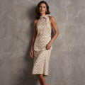 Designer-style Polka-dot Sleeveless Halter-neck Dress