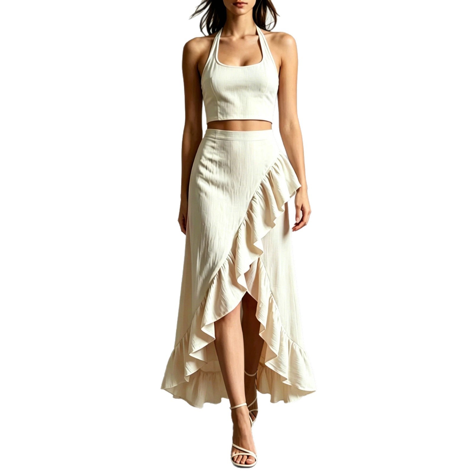 Cropped Top With A High-waisted Ruffled Skirt