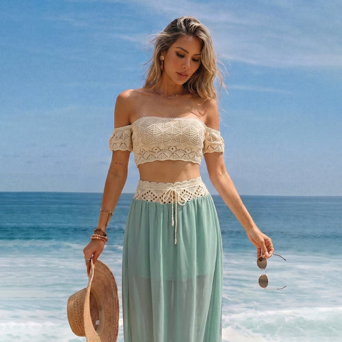 2 Piece Outfit Reversible Long Chiffon Beach Dress